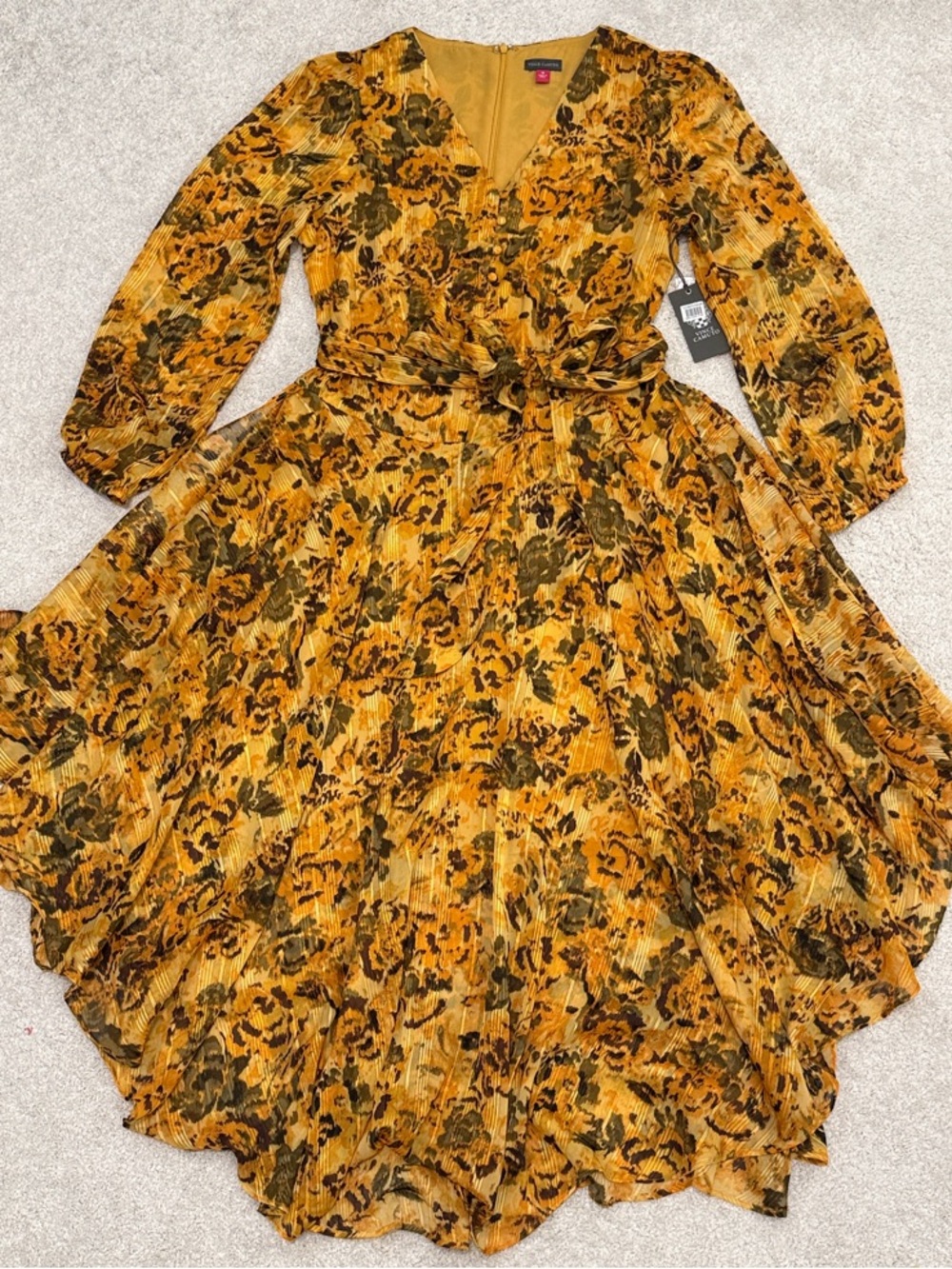 Vince Camuto Golden Floral Maxi Dress